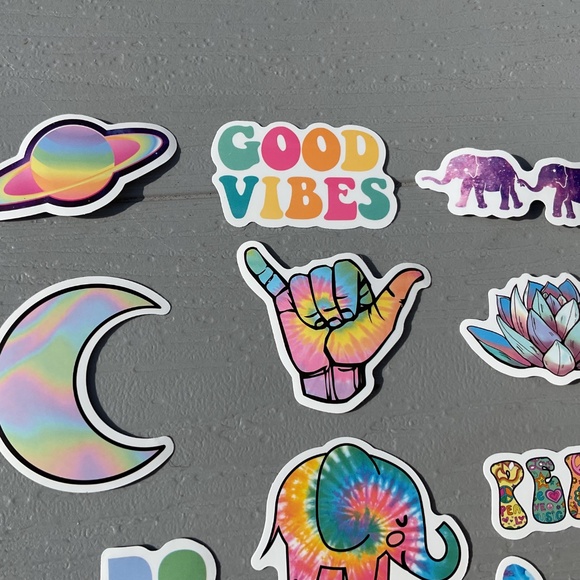 Boho Vinyl Stickers set of 10 New without tags Tie Dye design - Picture 2 of 6